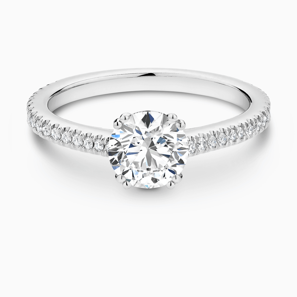 The Ecksand Diamond Engagement Ring with Double Prongs shown with Round in 18k White Gold