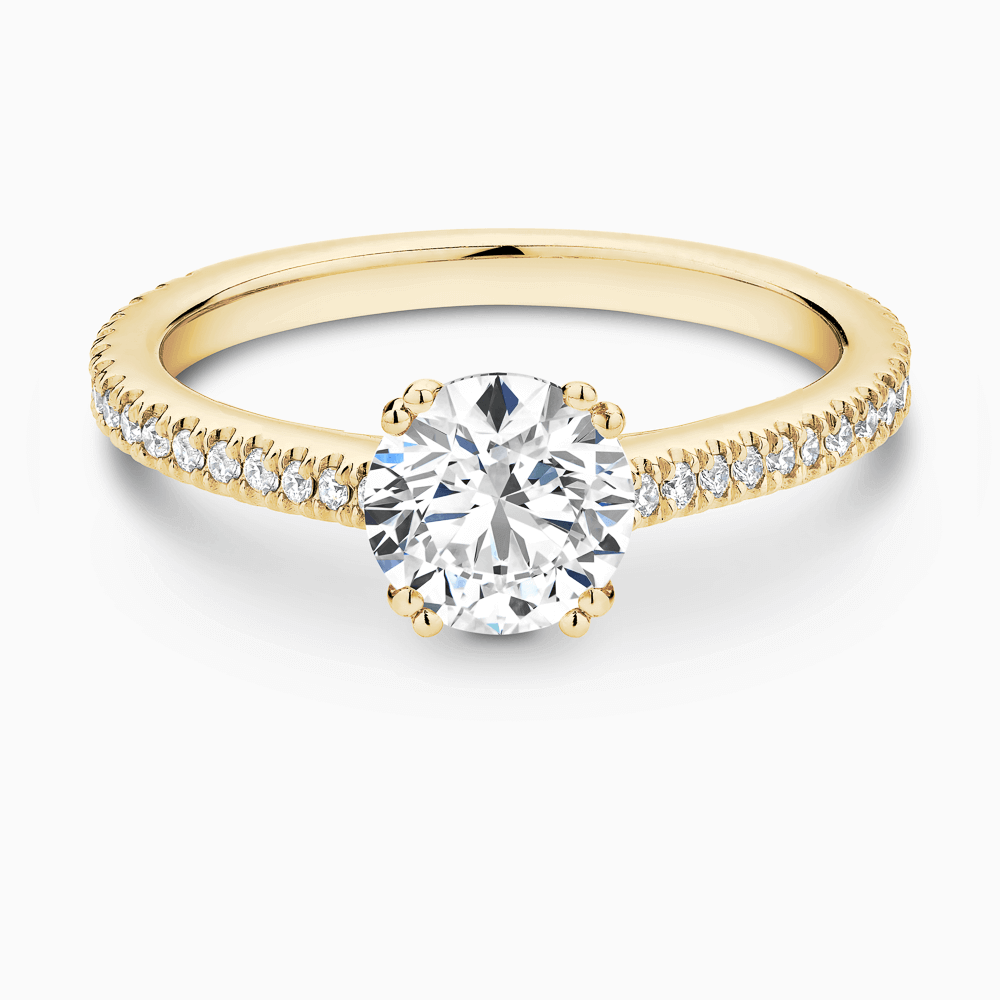 The Ecksand Diamond Engagement Ring with Double Prongs shown with Round in 18k Yellow Gold