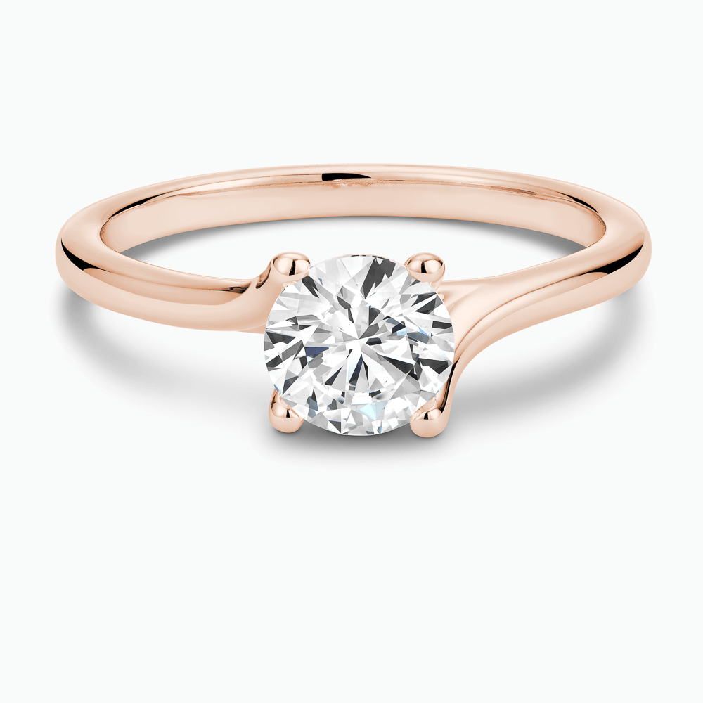 The Ecksand Solitaire Diamond Engagement Ring with Twisted Setting shown with Round in 14k Rose Gold