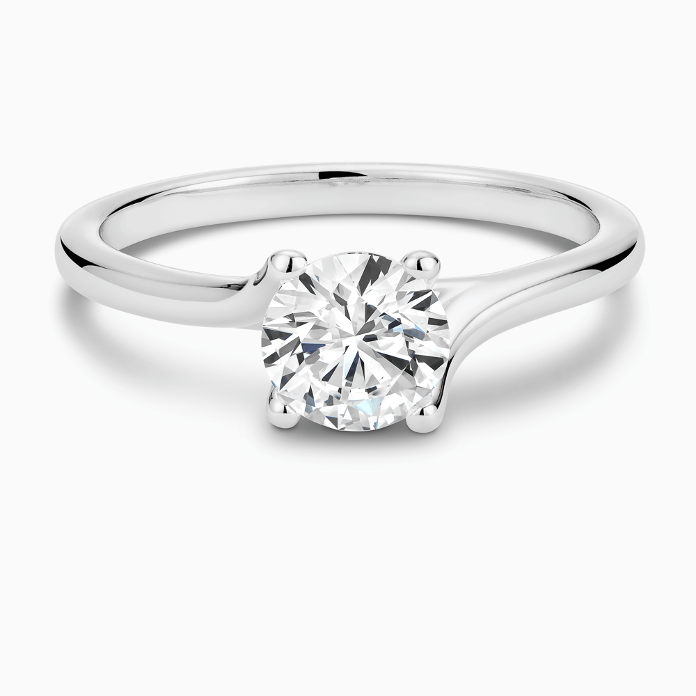 The Ecksand Solitaire Diamond Engagement Ring with Twisted Setting shown with Round in 18k White Gold