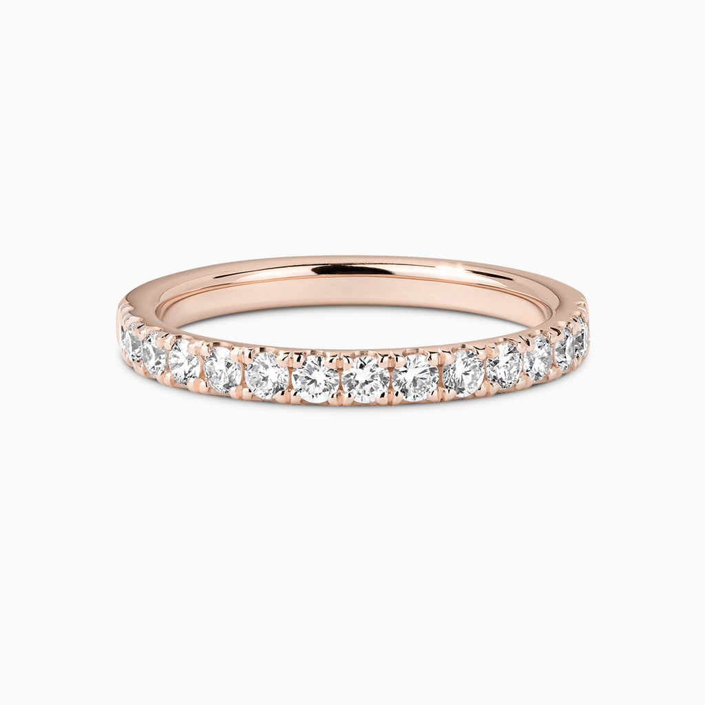 The Ecksand Thick Timeless Diamond Pavé Wedding Ring shown with Natural VS2+/ F+ in 14k Rose Gold