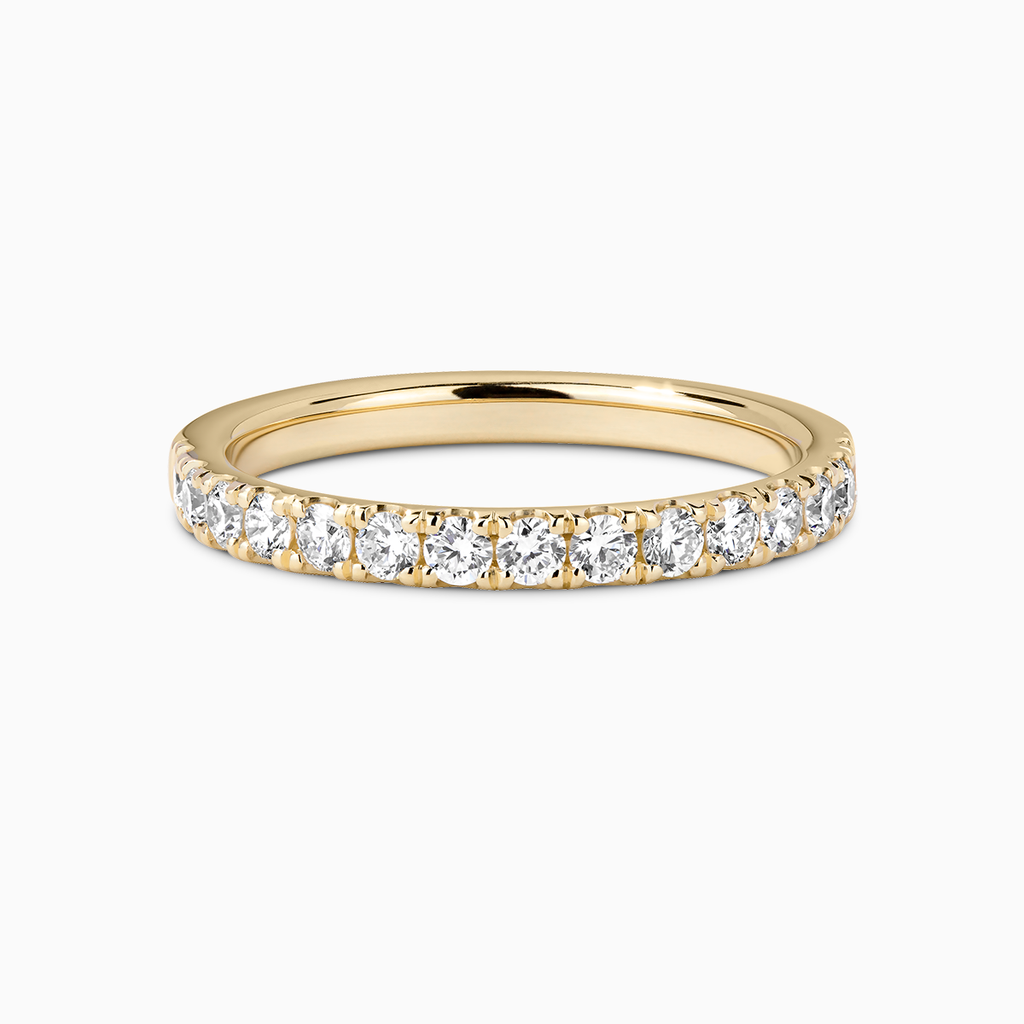 The Ecksand Thick Timeless Diamond Pavé Wedding Ring shown with Natural VS2+/ F+ in 18k Yellow Gold