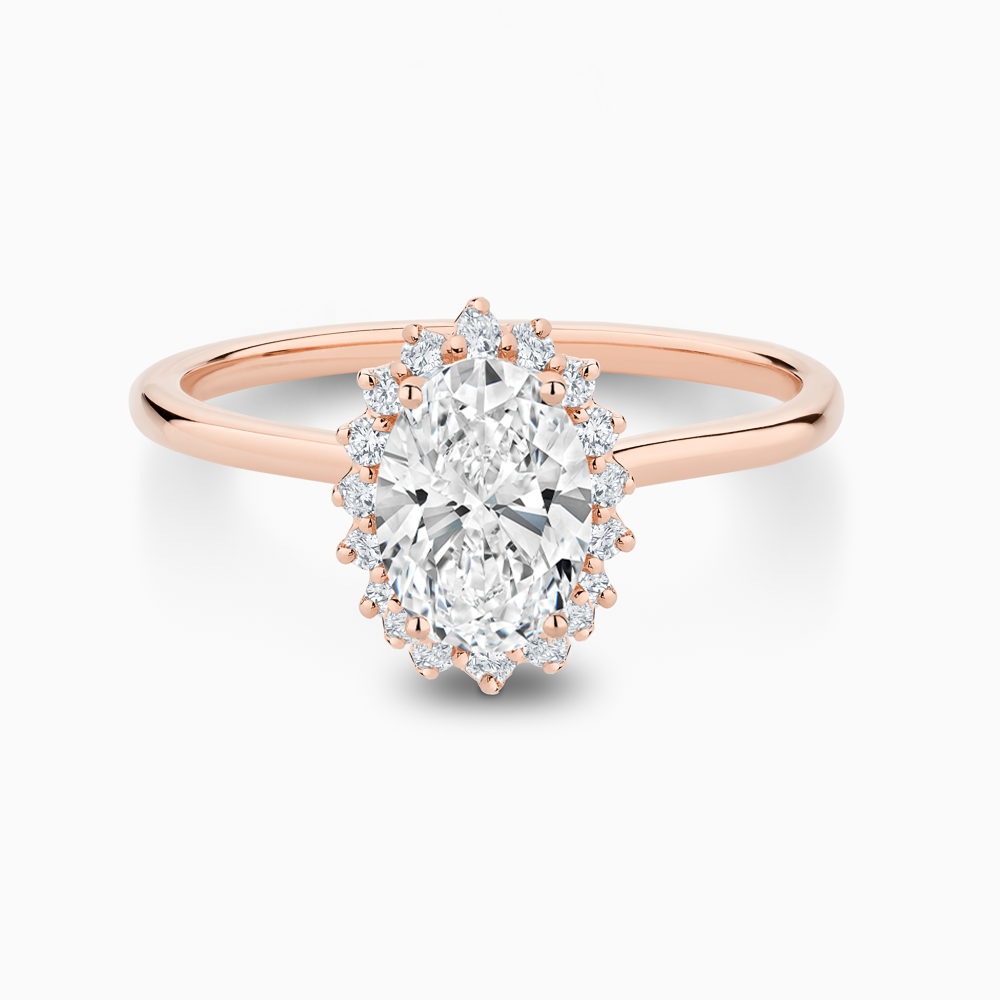 The Ecksand Blooming Diamond Halo Engagement Ring shown with Oval in 14k Rose Gold