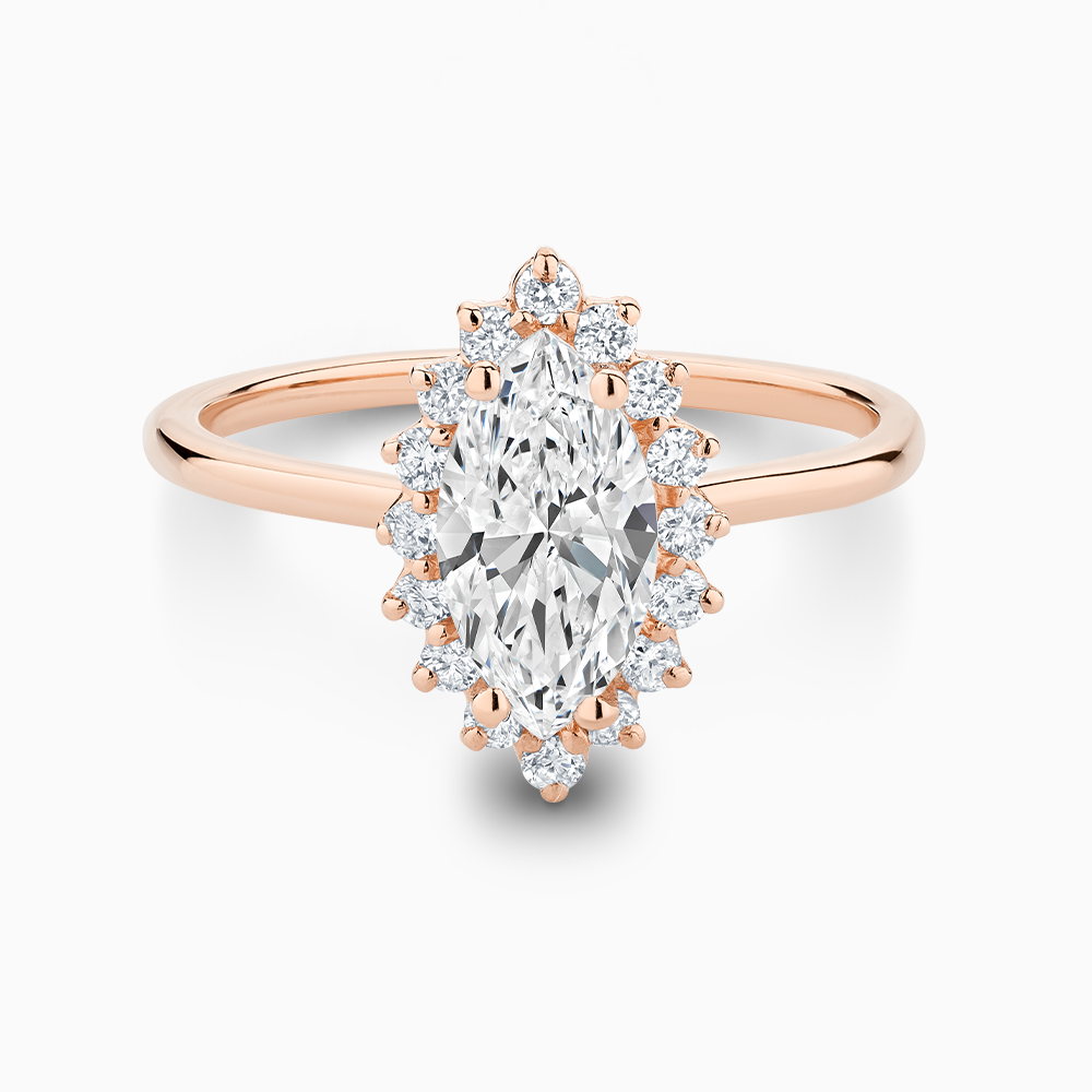 The Ecksand Blooming Diamond Halo Engagement Ring shown with Marquise in 14k Rose Gold