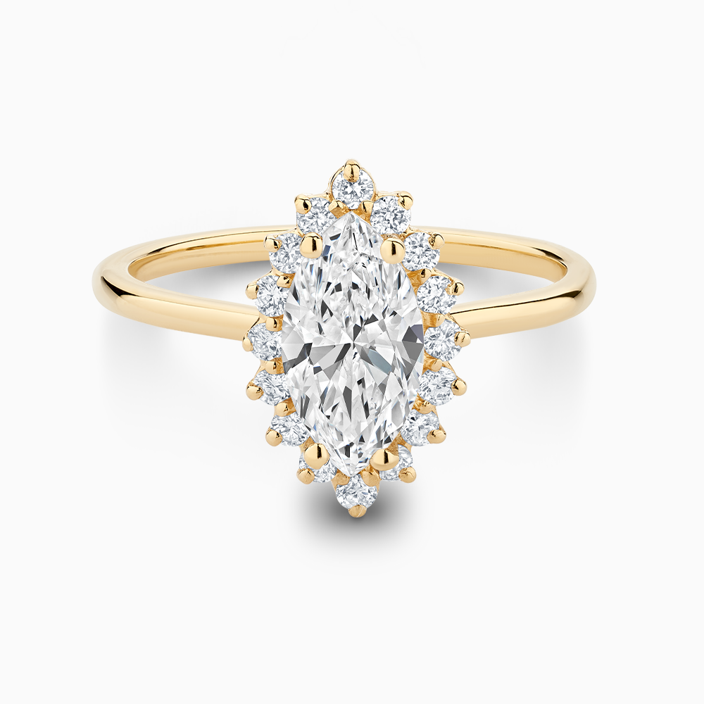 The Ecksand Blooming Diamond Halo Engagement Ring shown with Marquise in 18k Yellow Gold