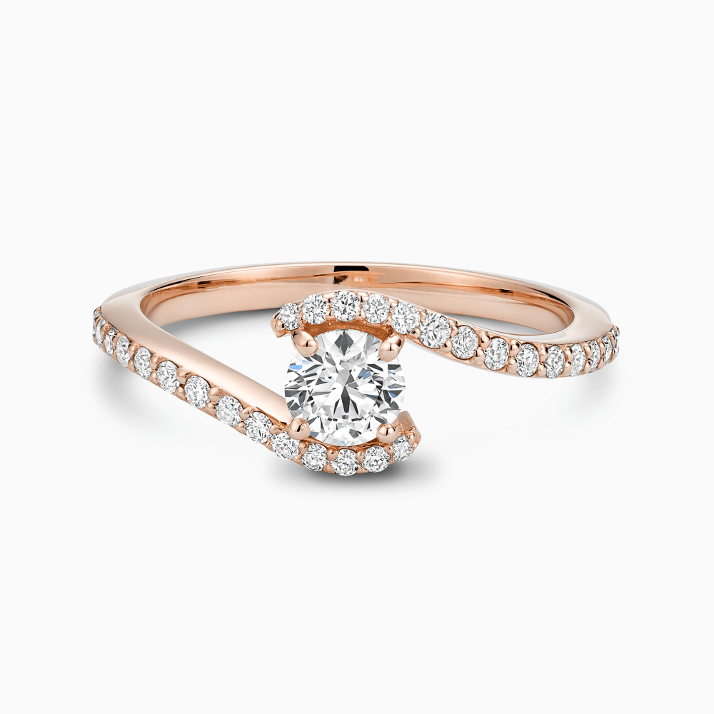 The Ecksand Tension-Setting Diamond Engagement Ring with Diamond Band shown with Round in 14k Rose Gold