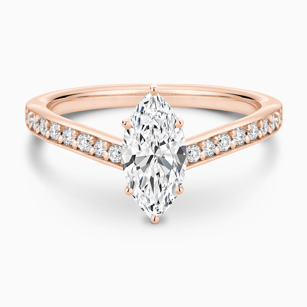 The Ecksand Diamond Engagement Ring with Bright-Cut Band shown with Marquise in 14k Rose Gold