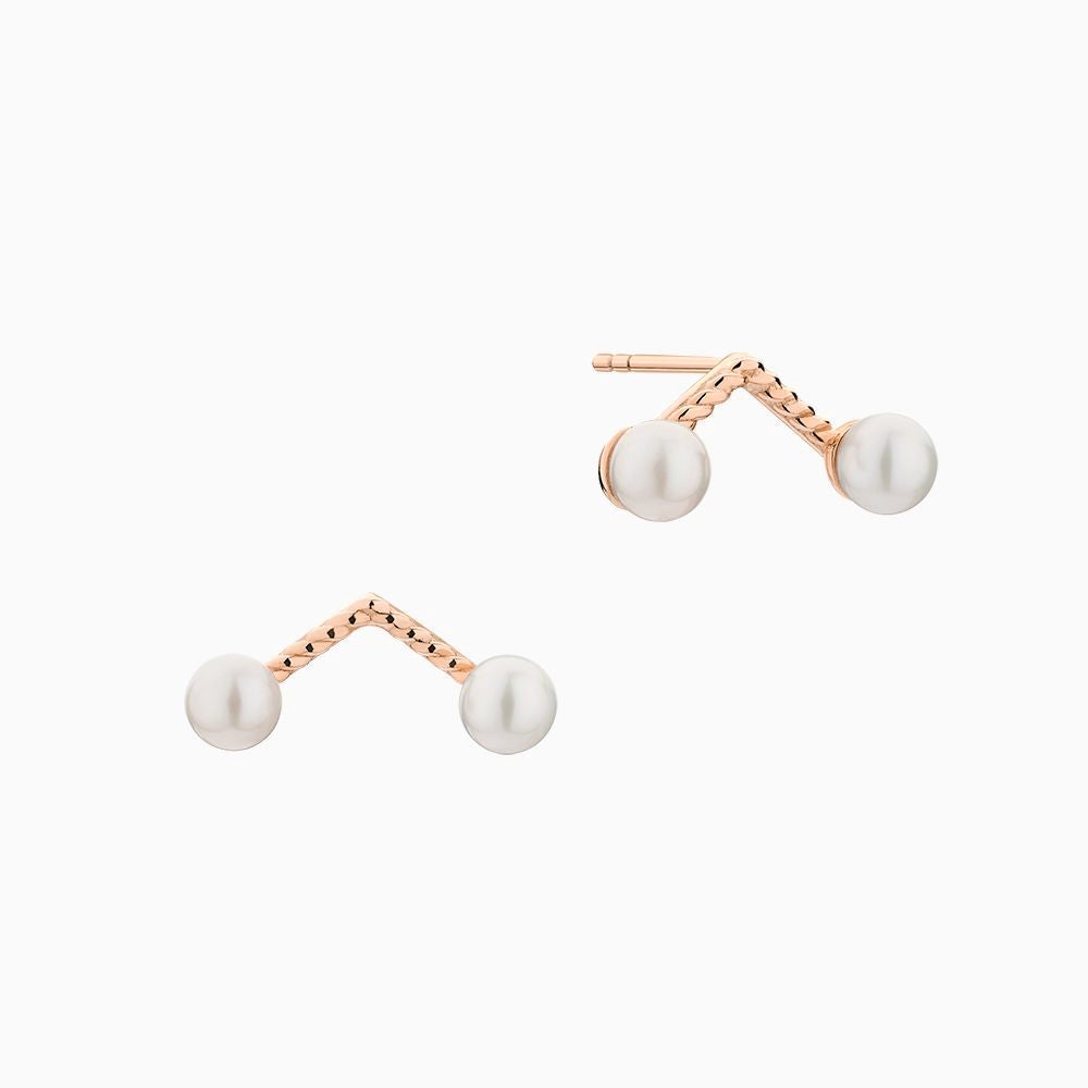 The Ecksand Twisted Freshwater Pearl Stud V Earrings shown with  in 14k Rose Gold