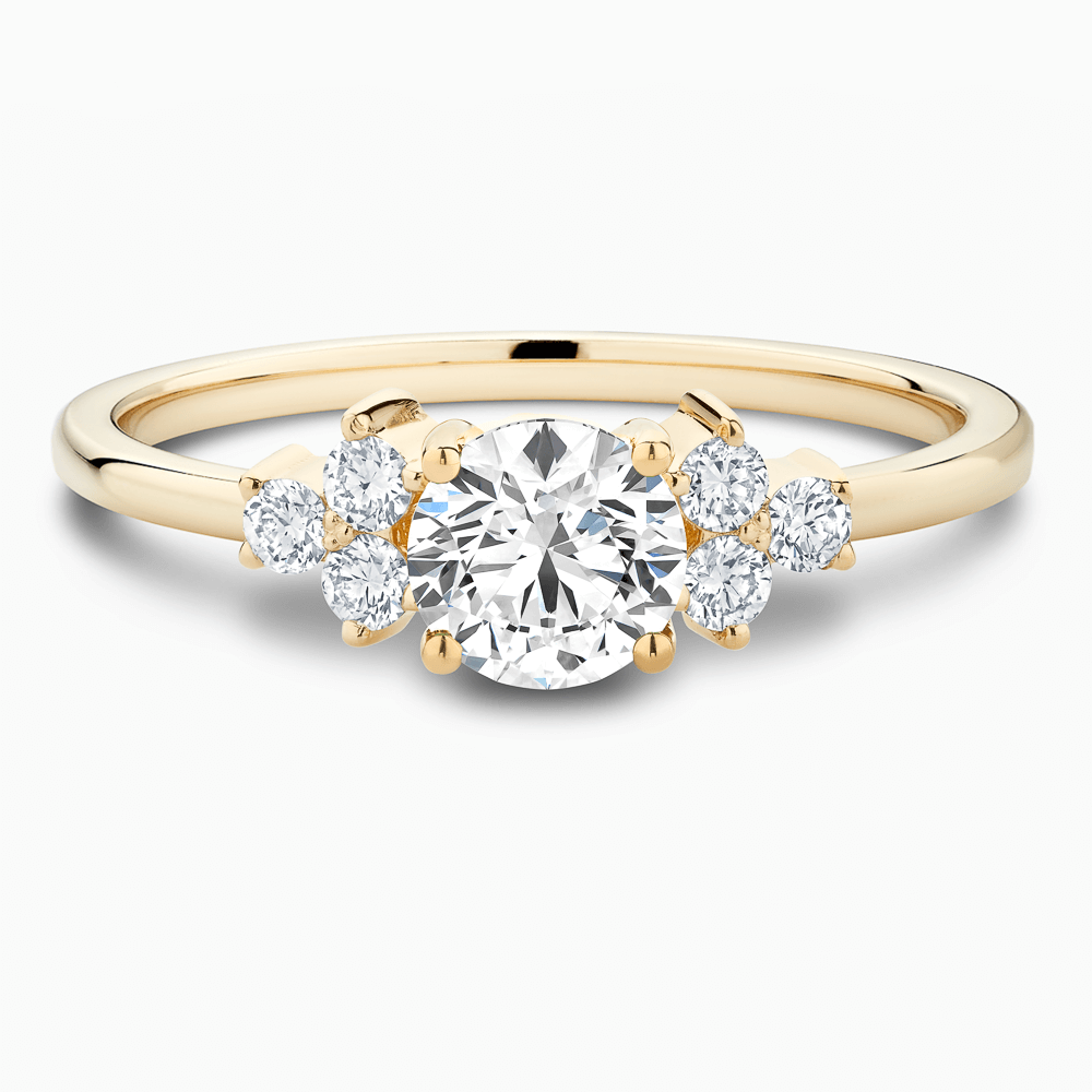 Diamond Halo Engagement Ring with Six Side Diamonds Ecksand