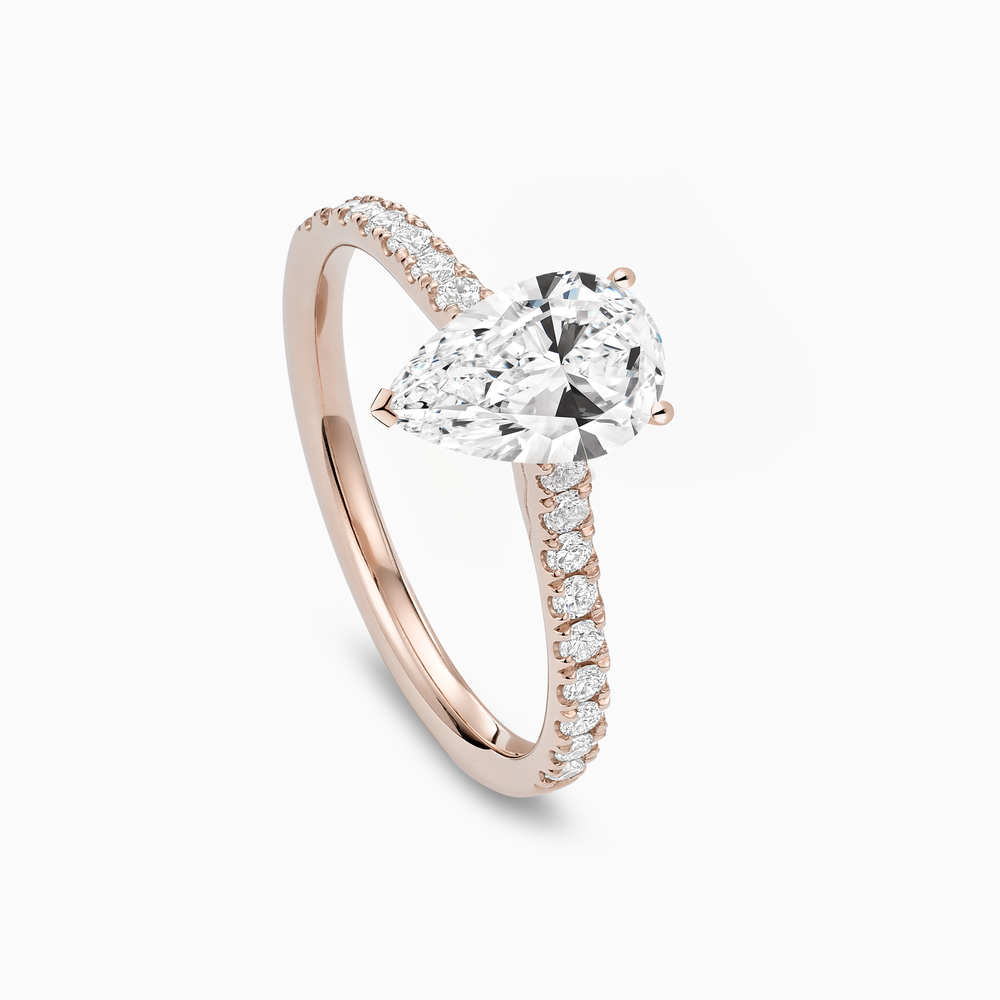 The Ecksand Four-Prong Engagement Ring with Diamond Pavé shown with  in 