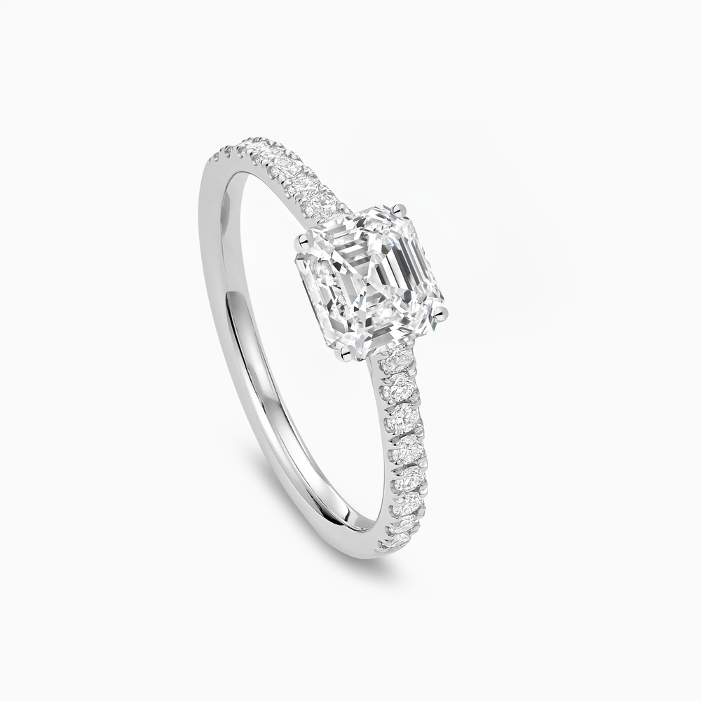 The Ecksand Four-Prong Engagement Ring with Diamond Pavé shown with  in 