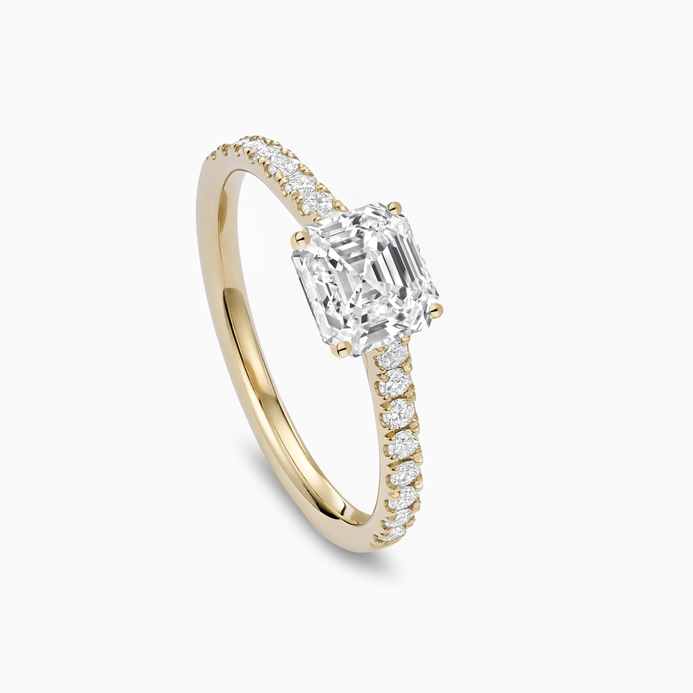 The Ecksand Four-Prong Engagement Ring with Diamond Pavé shown with  in 