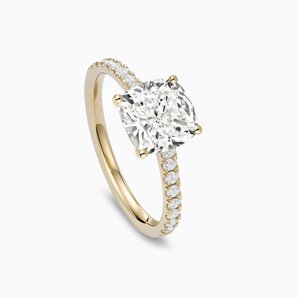 The Ecksand Four-Prong Engagement Ring with Diamond Pavé shown with  in 