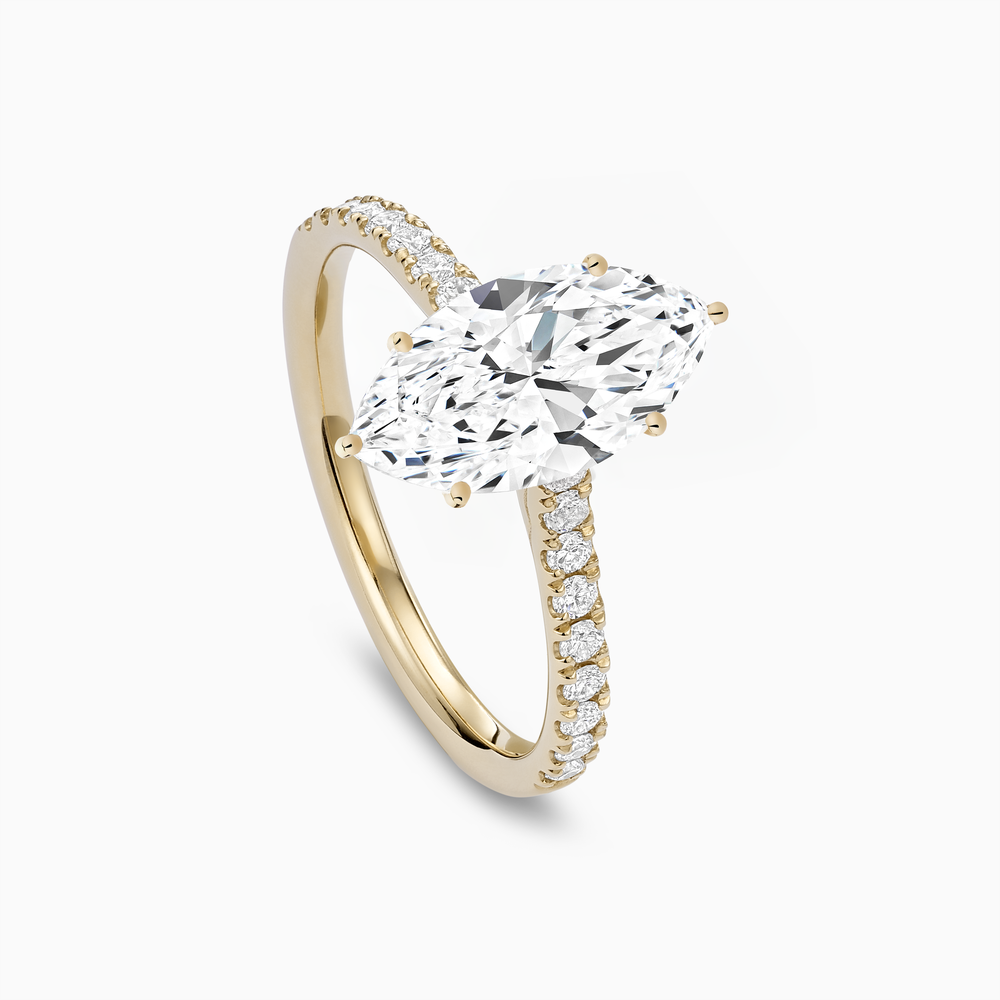 The Ecksand Four-Prong Engagement Ring with Diamond Pavé shown with  in 