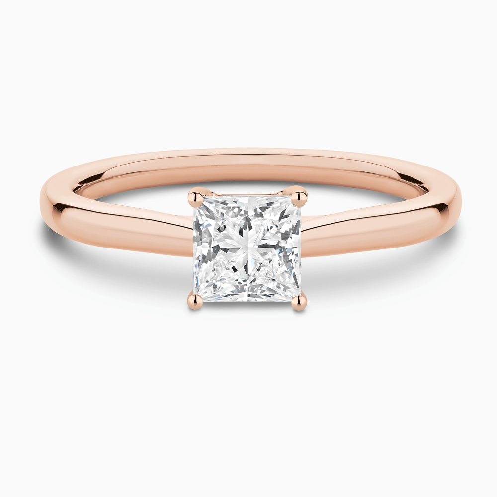 The Ecksand Solitaire Diamond Engagement Ring with Secret Heart shown with Princess in 14k Rose Gold