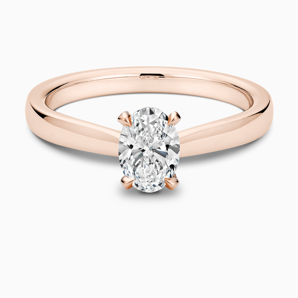 The Ecksand Love-Knot Solitaire Diamond Engagement Ring with Eagle Prongs shown with Oval in 14k Rose Gold