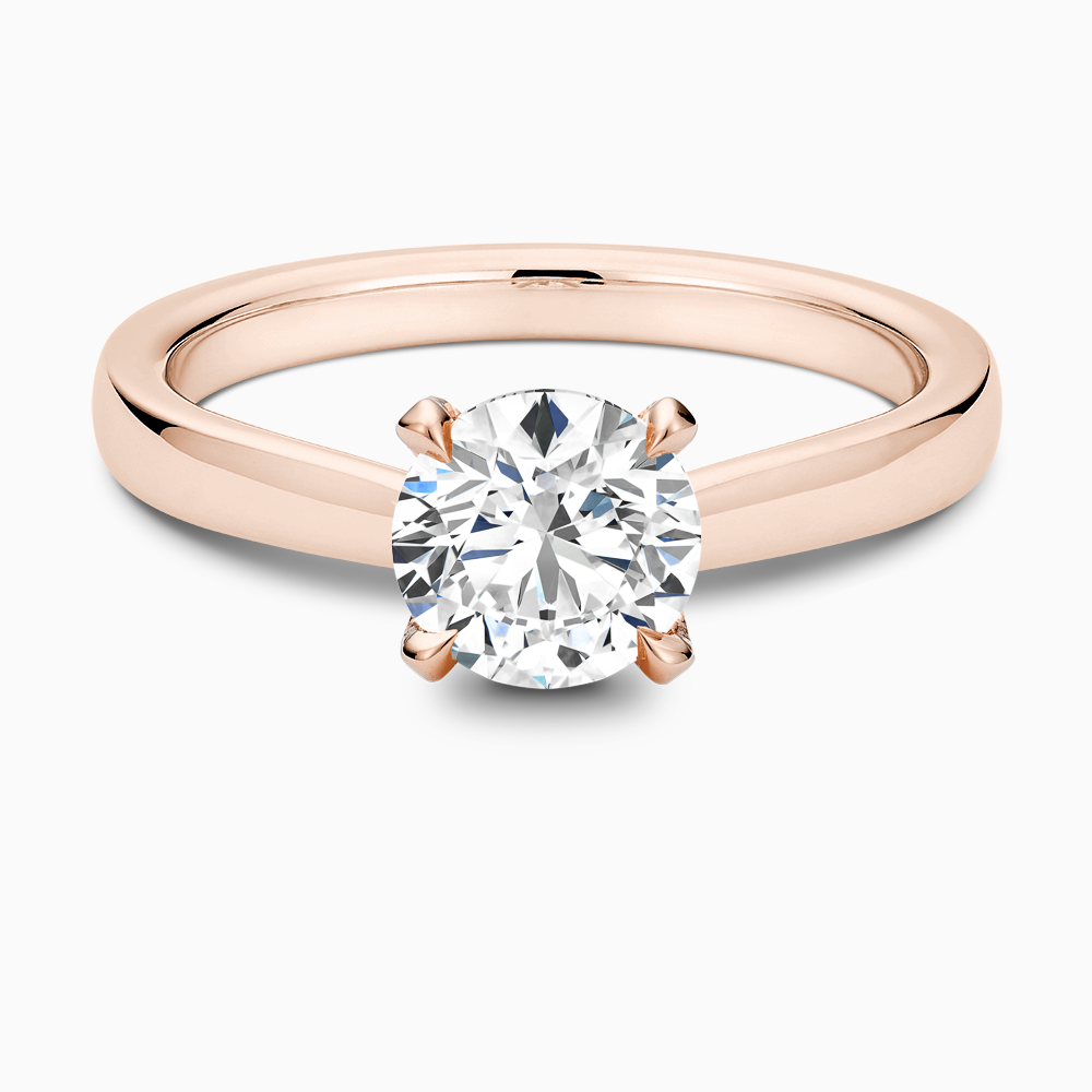 The Ecksand Love-Knot Solitaire Diamond Engagement Ring with Eagle Prongs shown with Round in 14k Rose Gold