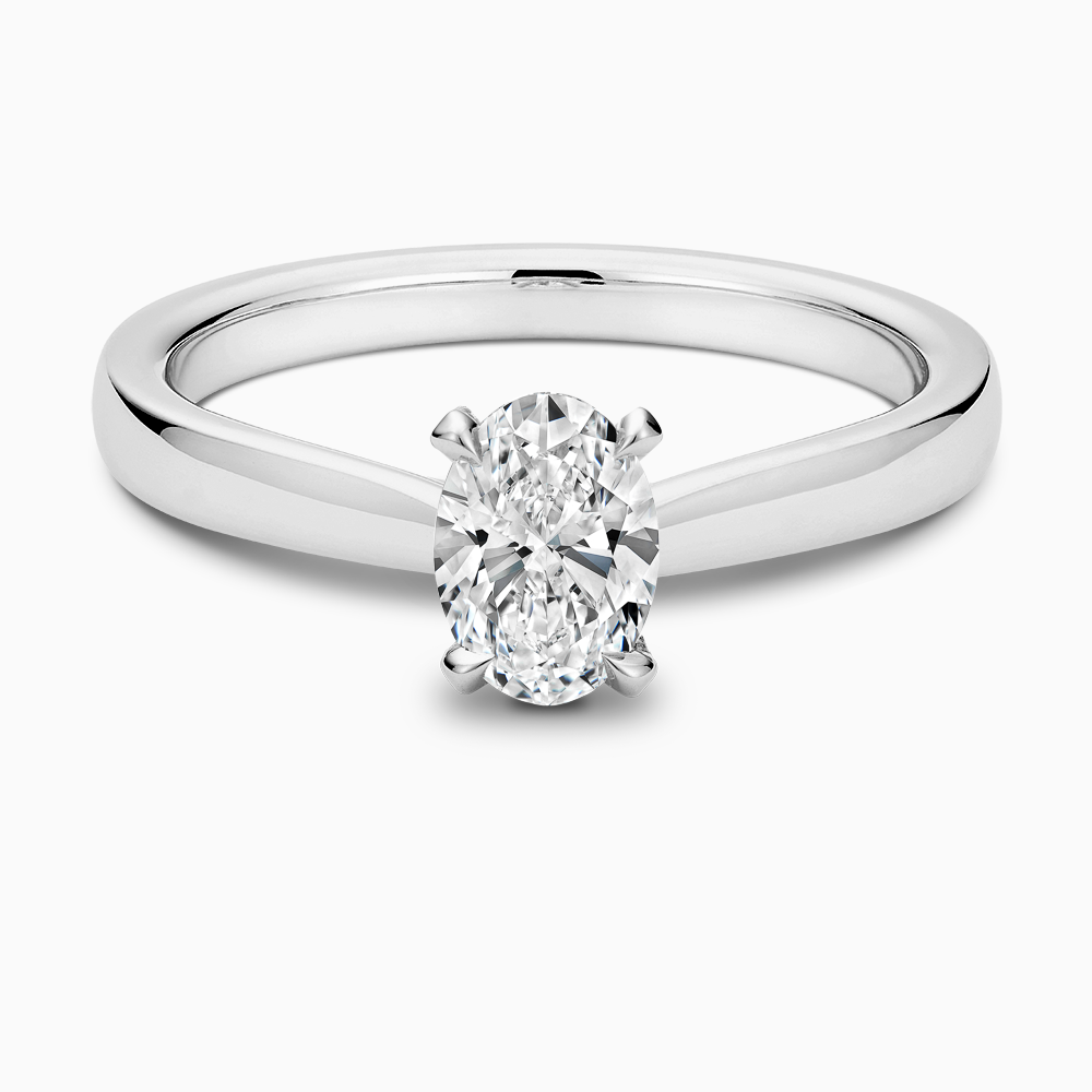 The Ecksand Love-Knot Solitaire Diamond Engagement Ring with Eagle Prongs shown with Oval in 18k White Gold