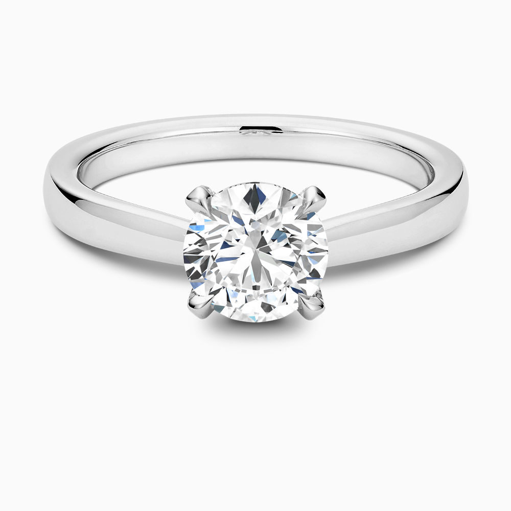 The Ecksand Love-Knot Solitaire Diamond Engagement Ring with Eagle Prongs shown with Round in 18k White Gold