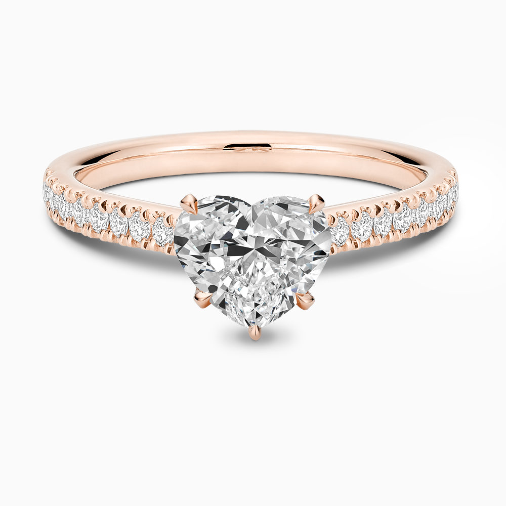 The Ecksand Diamond Engagement Ring with Eagle Prongs shown with Heart in 14k Rose Gold