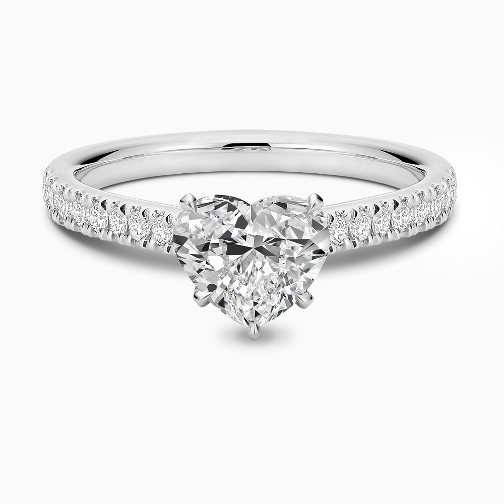 The Ecksand Diamond Engagement Ring with Eagle Prongs shown with Heart in 18k White Gold