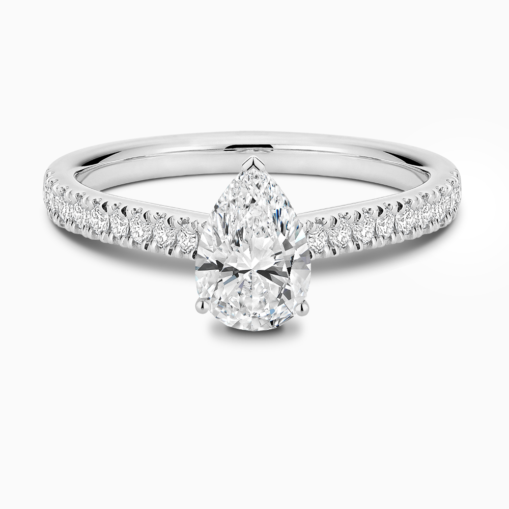 The Ecksand Diamond Engagement Ring with Eagle Prongs shown with Pear in 18k White Gold