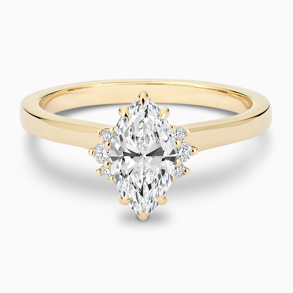 The Ecksand Solitaire Six-Prongs Engagement Ring with Diamond Accent Pavé shown with  in Default Title