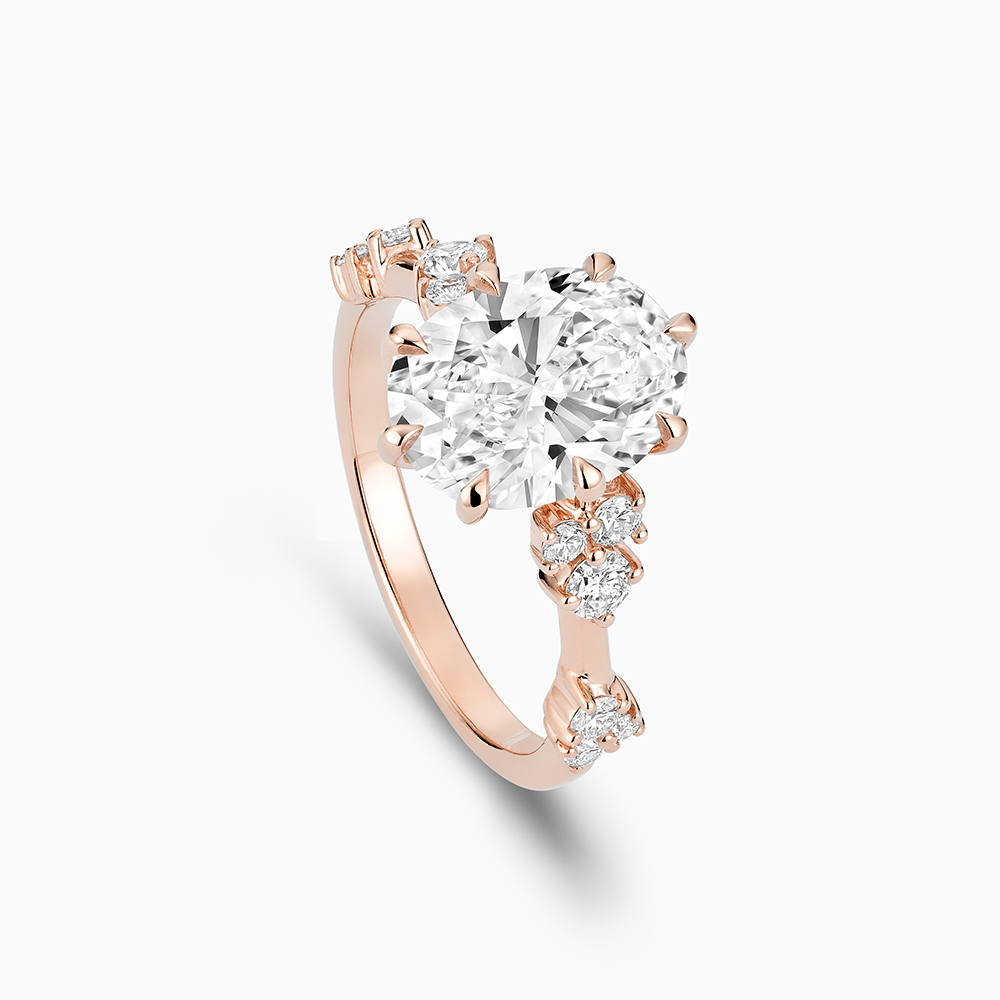 The Ecksand Eight-Prong Blossom Engagement Ring with Side Diamonds shown with  in 