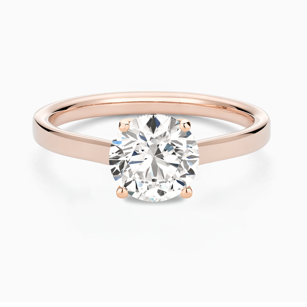 The Ecksand Iconic Hidden Diamond Halo Engagement Ring shown with Round in 14k Rose Gold