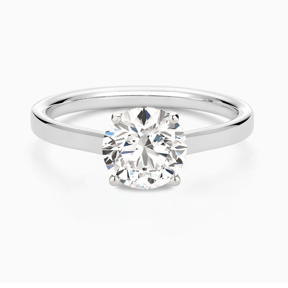 The Ecksand Iconic Hidden Diamond Halo Engagement Ring shown with Round in 14k White Gold