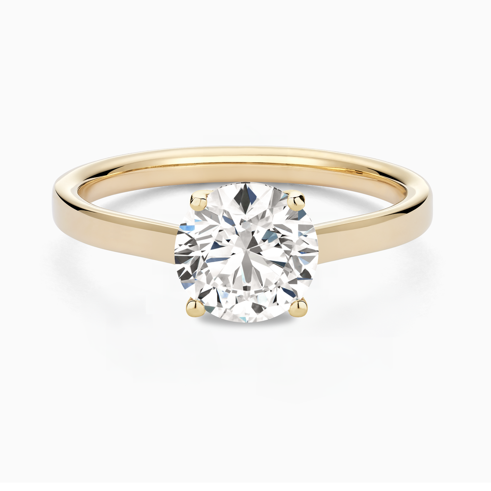 The Ecksand Iconic Hidden Diamond Halo Engagement Ring shown with Round in 14k Yellow Gold