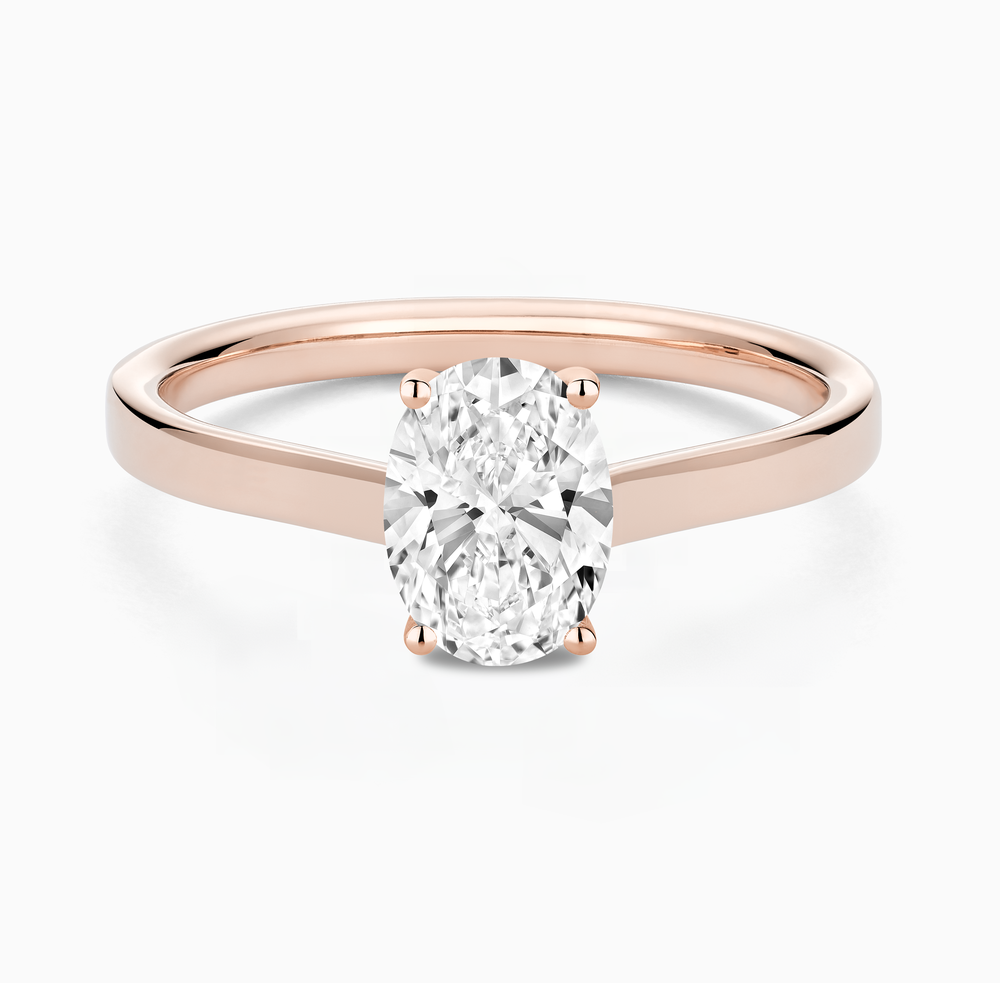 The Ecksand Iconic Hidden Diamond Halo Engagement Ring shown with Oval in 14k Rose Gold