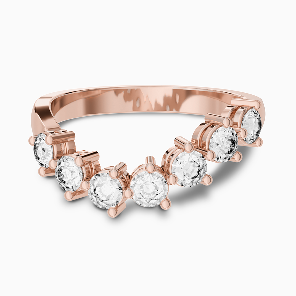 Ecksand seven-stone curved diamond wedding ring in 14K rose gold. Made in Canada.