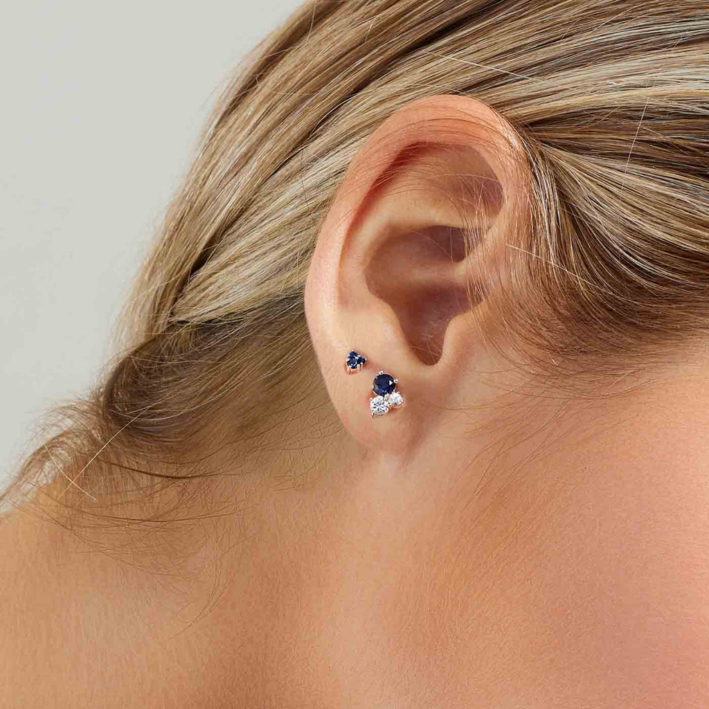 The Ecksand Cluster Blue Sapphire Stud Earrings shown with  in 
