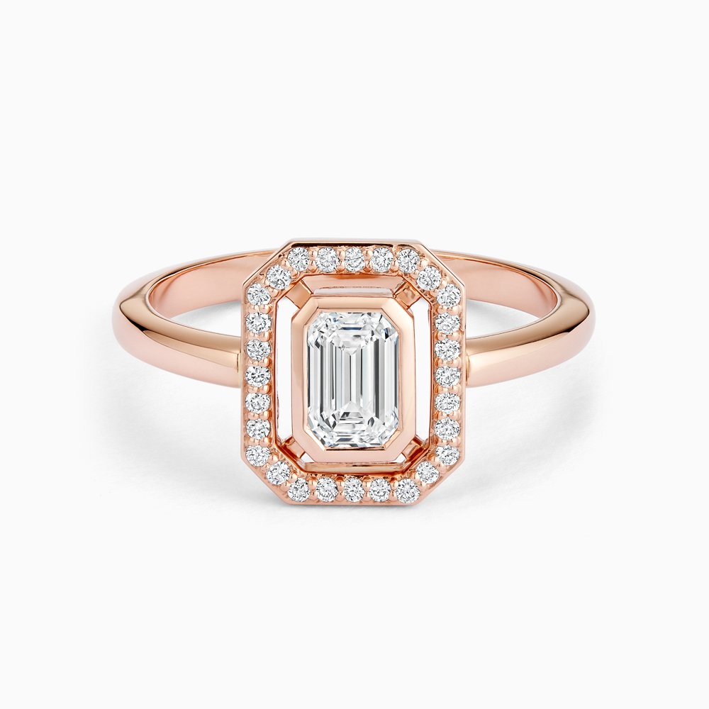 The Ecksand Geometric Diamond Pavé Ring shown with Natural VS2+/ F+ in 14k Rose Gold