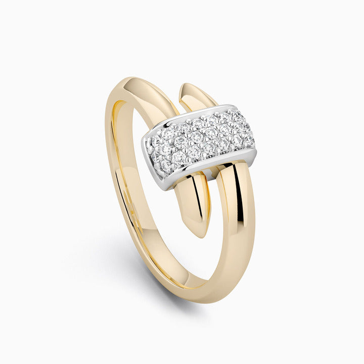 The Ecksand Gold Duel Wrap Ring with Diamond Pavé shown with  in 