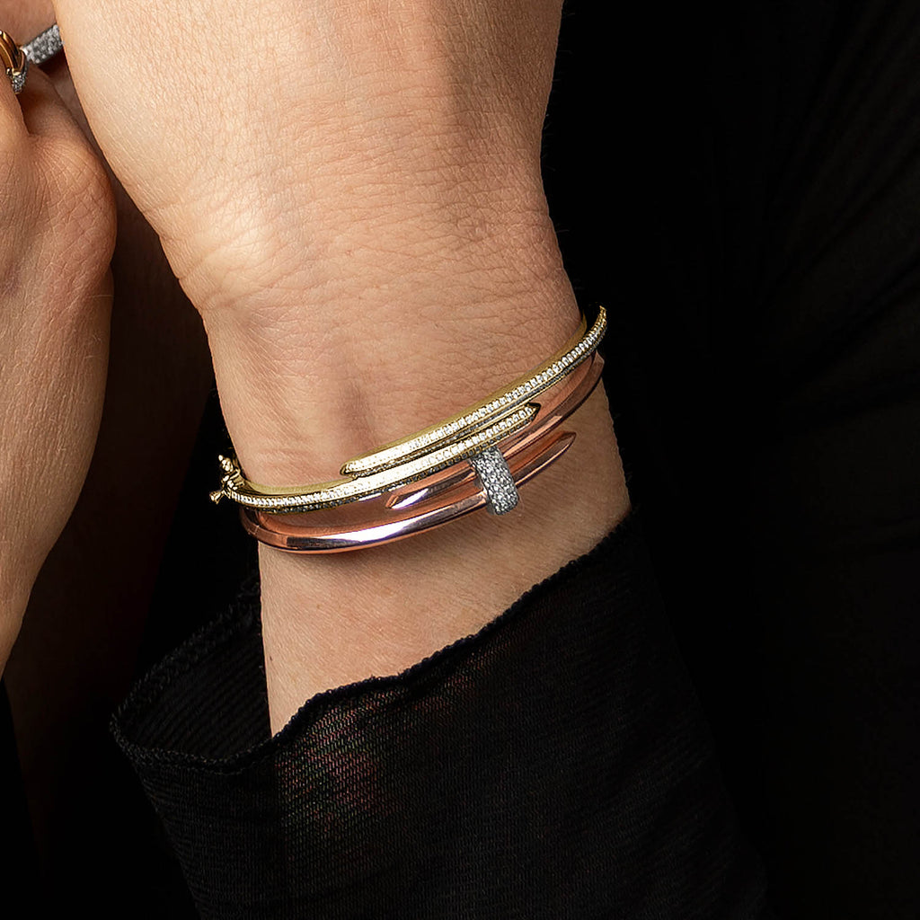 The Ecksand Double Diamond Pavé Wrap Bangle shown with  in 