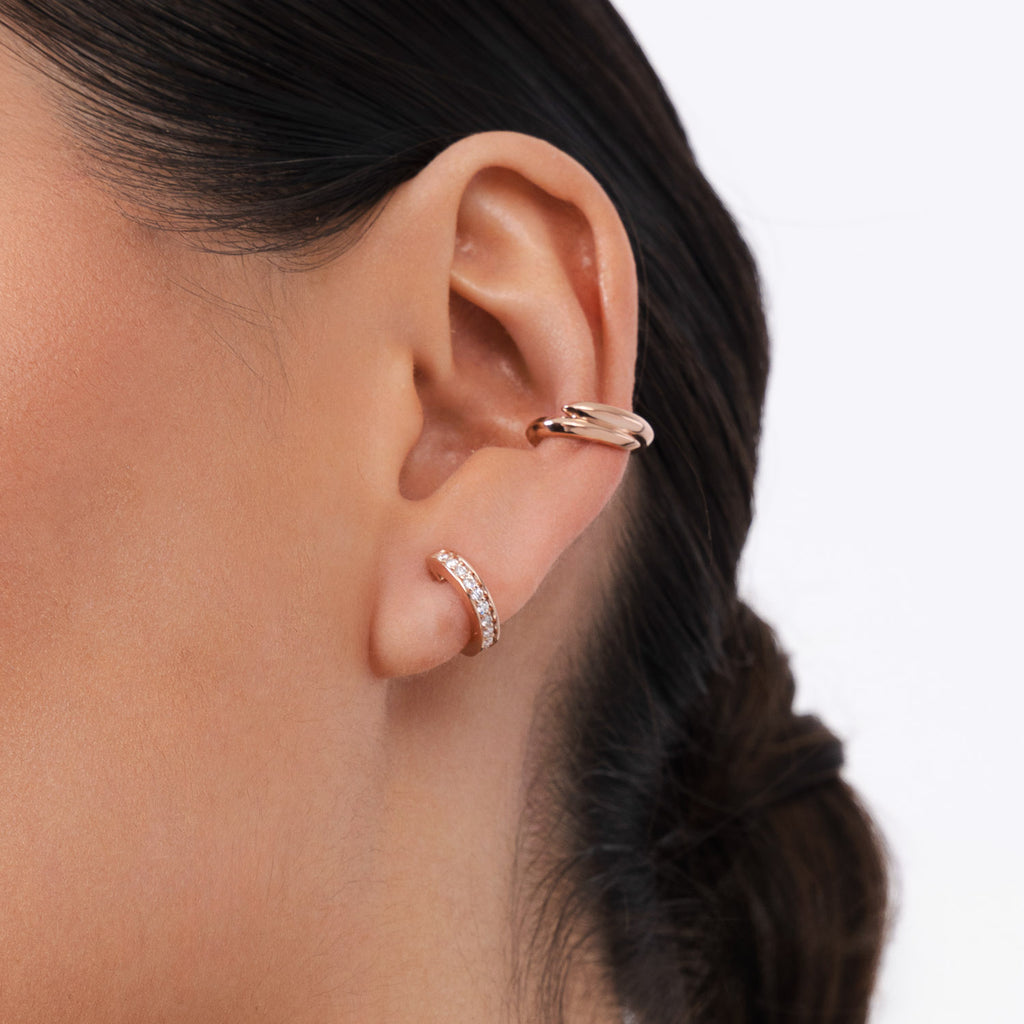 The Ecksand Conch Jacket Earring with Hoop Studs shown with  in 