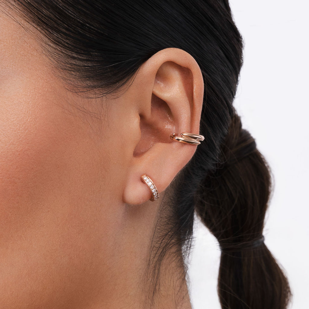 The Ecksand Conch Jacket Earring with Hoop Studs shown with  in 