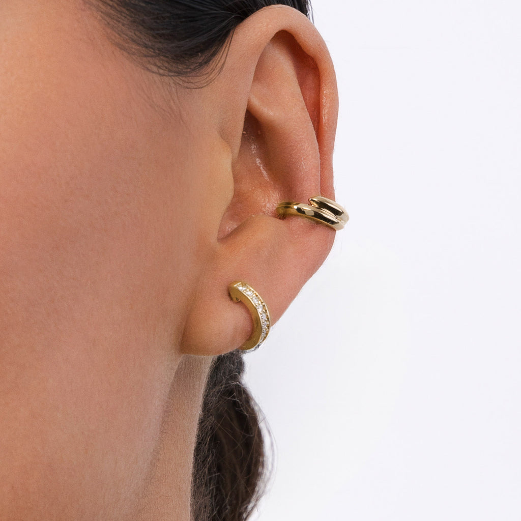 The Ecksand Conch Jacket Earring with Hoop Studs shown with  in 