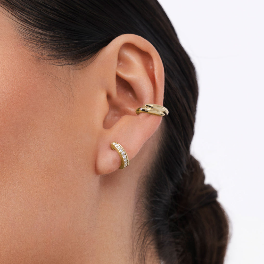 The Ecksand Conch Jacket Earring with Hoop Studs shown with  in 