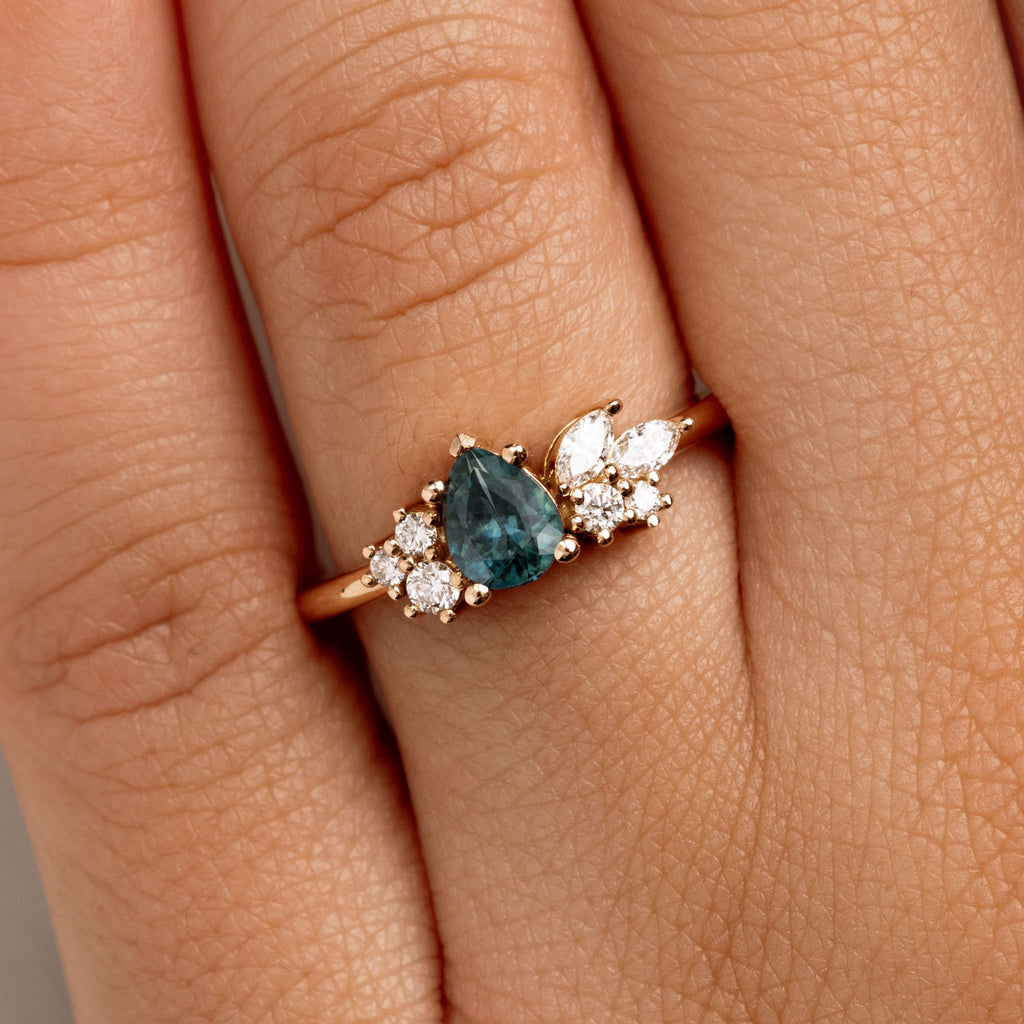 The Ecksand Cluster Montana Sapphire Engagement Ring shown with  in 