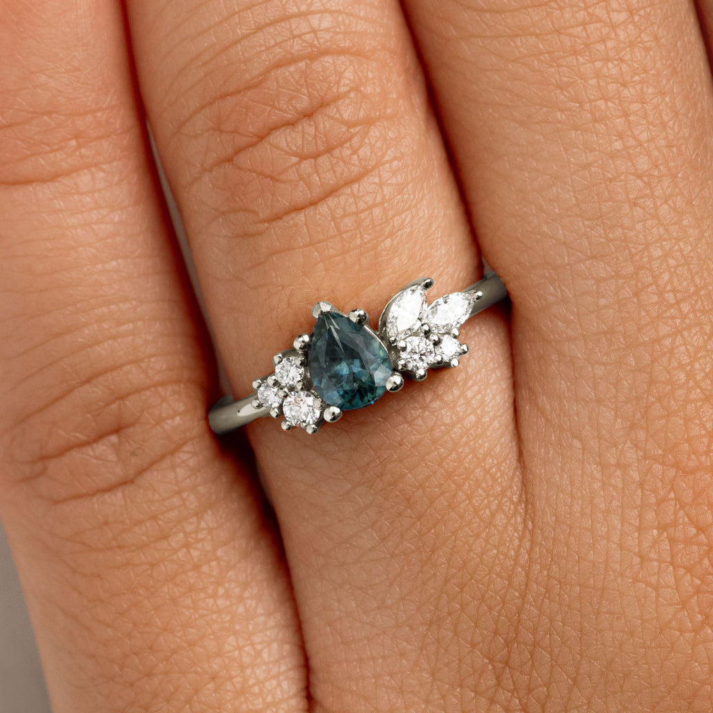 The Ecksand Cluster Montana Sapphire Engagement Ring shown with  in 