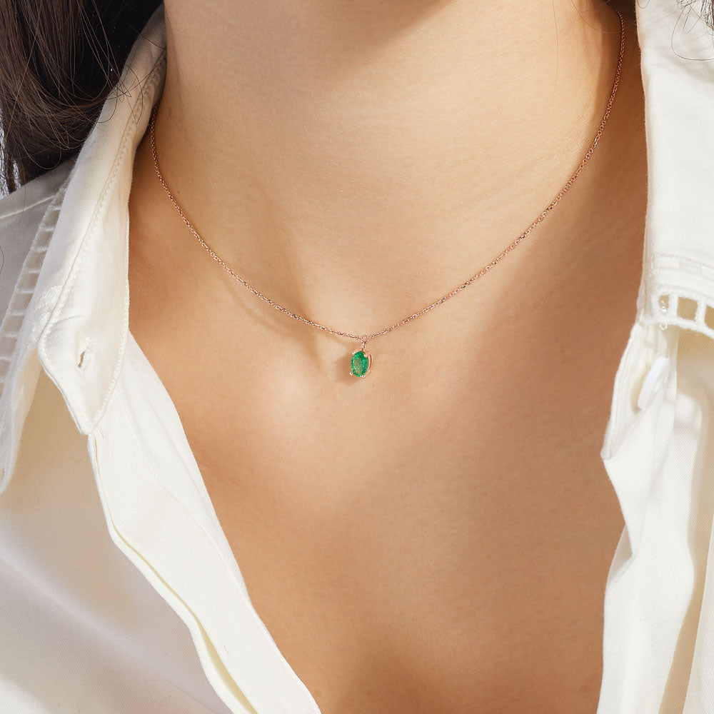 The Ecksand Oval-Cut Emerald Pendant Necklace shown with  in 
