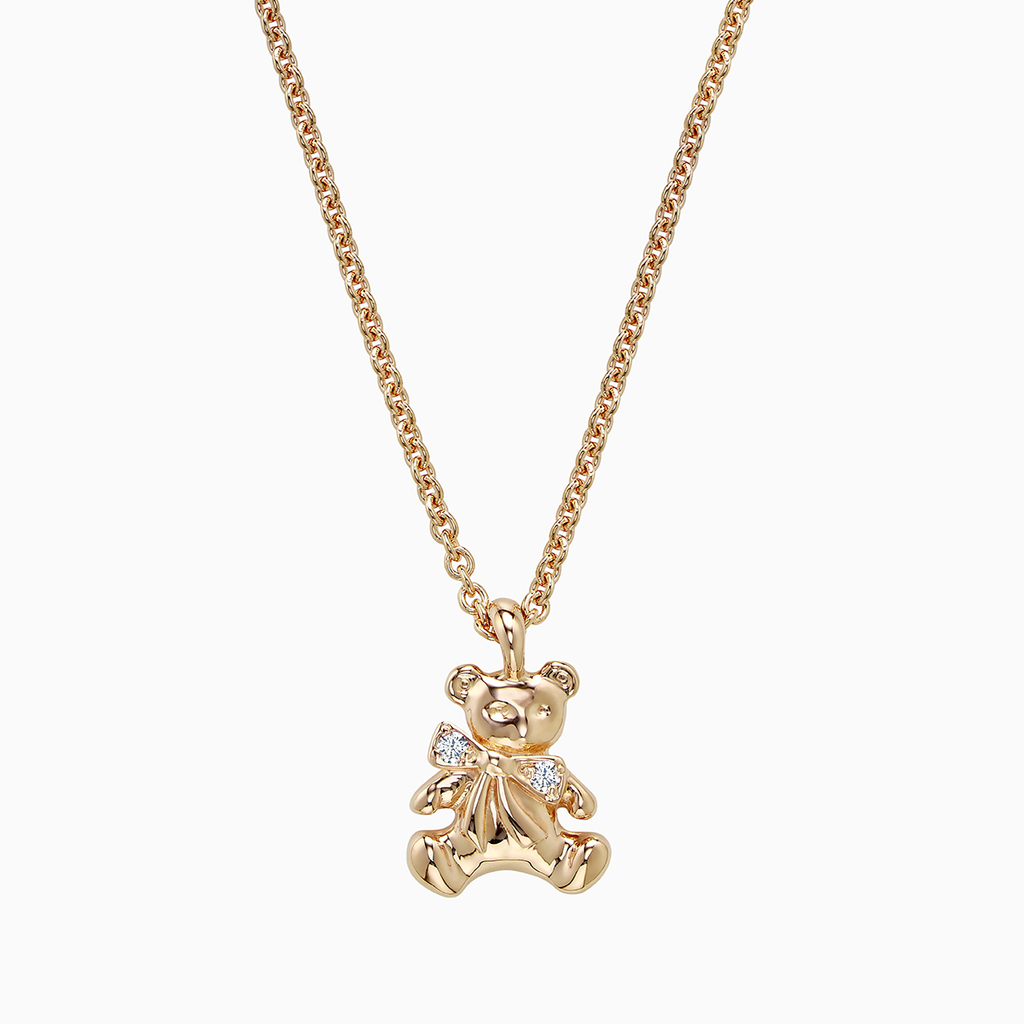 The Ecksand Teddybear Charm Diamond Pendant Necklace shown with  in 