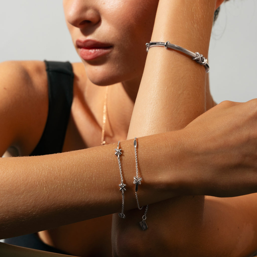 The Ecksand Moving X Chain Pendant Bracelet with Diamond Pavé shown with  in 