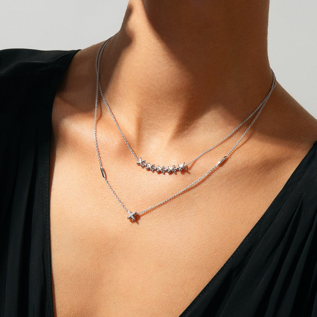 The Ecksand Moving X Chain Pendant Necklace with Diamond Pavé shown with  in 