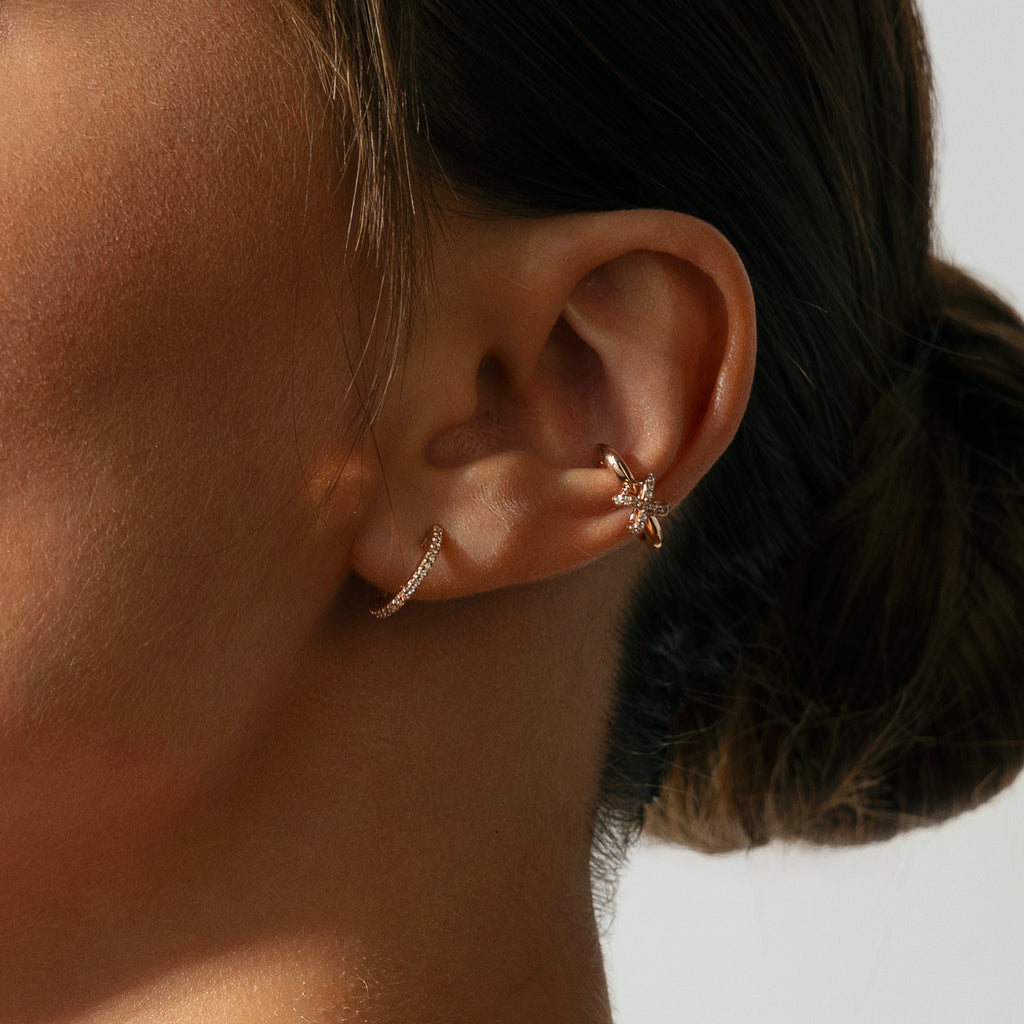 The Ecksand X Diamond Pavé Conch Earring with Hoop Stud shown with  in 