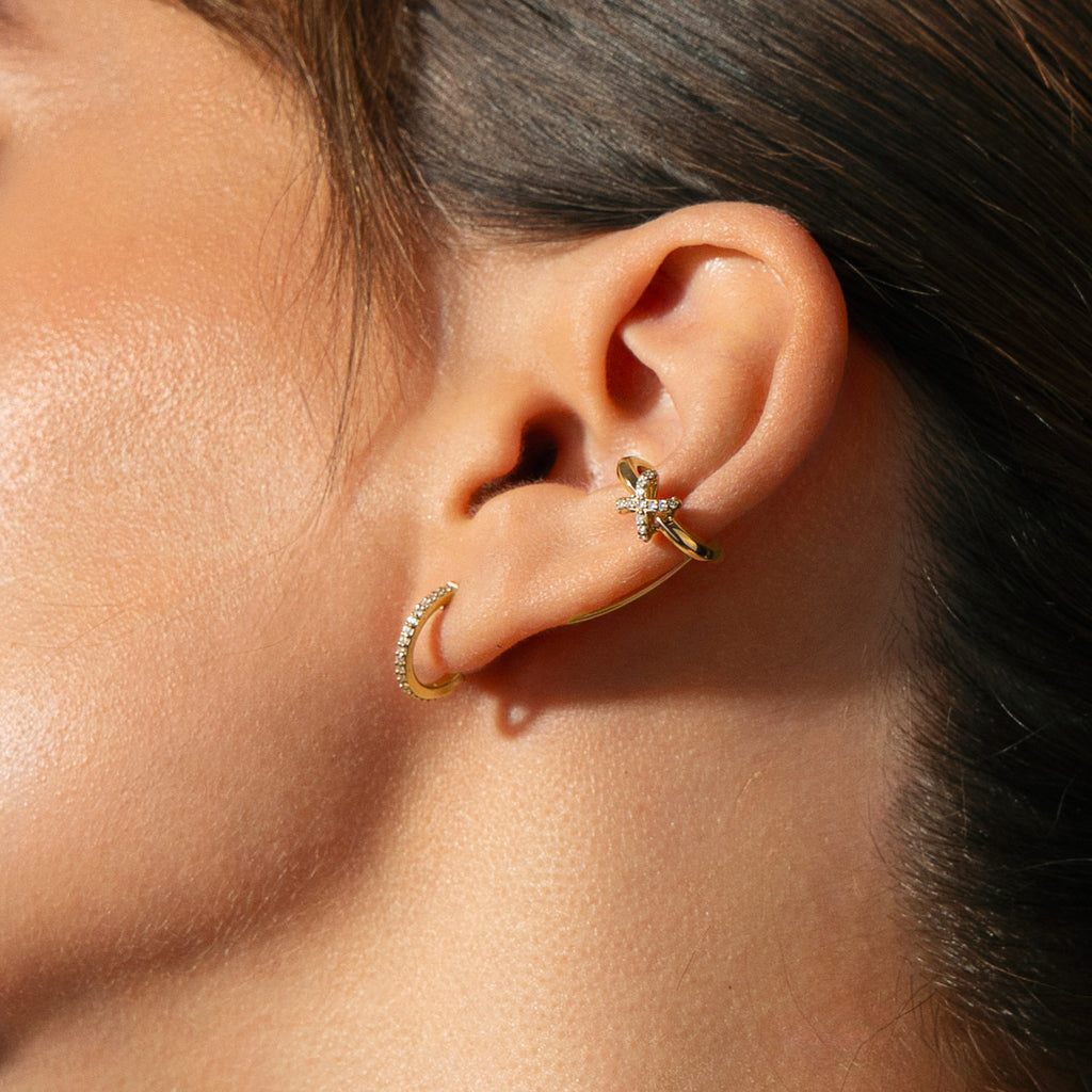 The Ecksand X Diamond Pavé Conch Earring with Hoop Stud shown with  in 