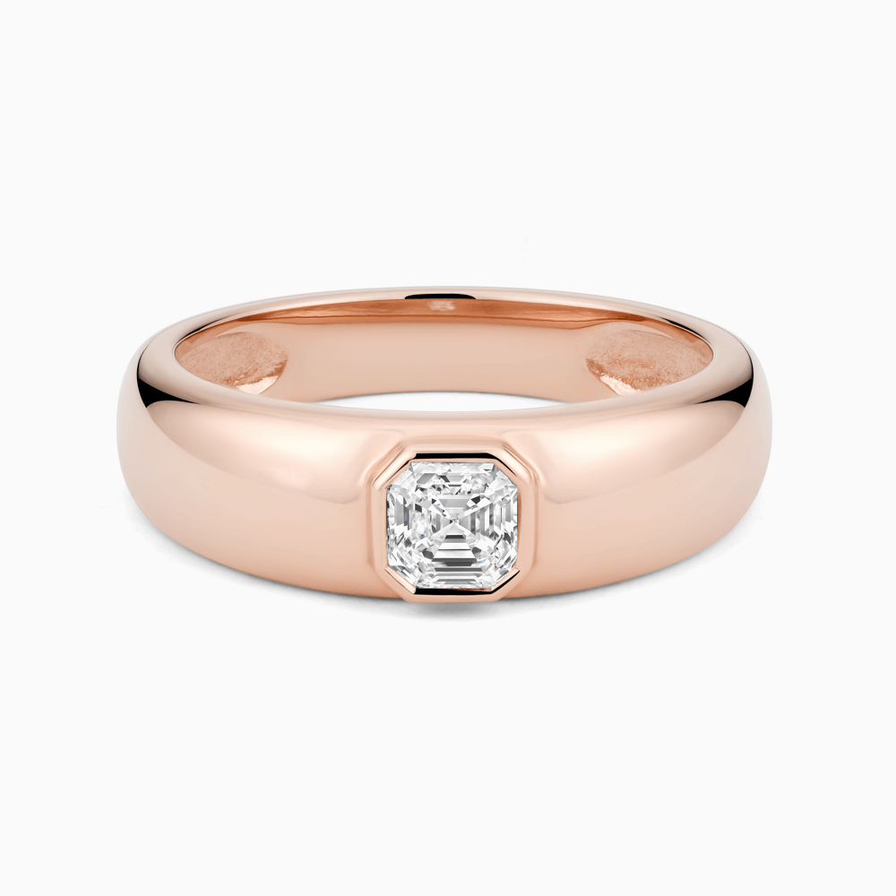 The Ecksand Bezel-Set Diamond Bombé Ring shown with Natural VS2+/ F+ in 14k Rose Gold